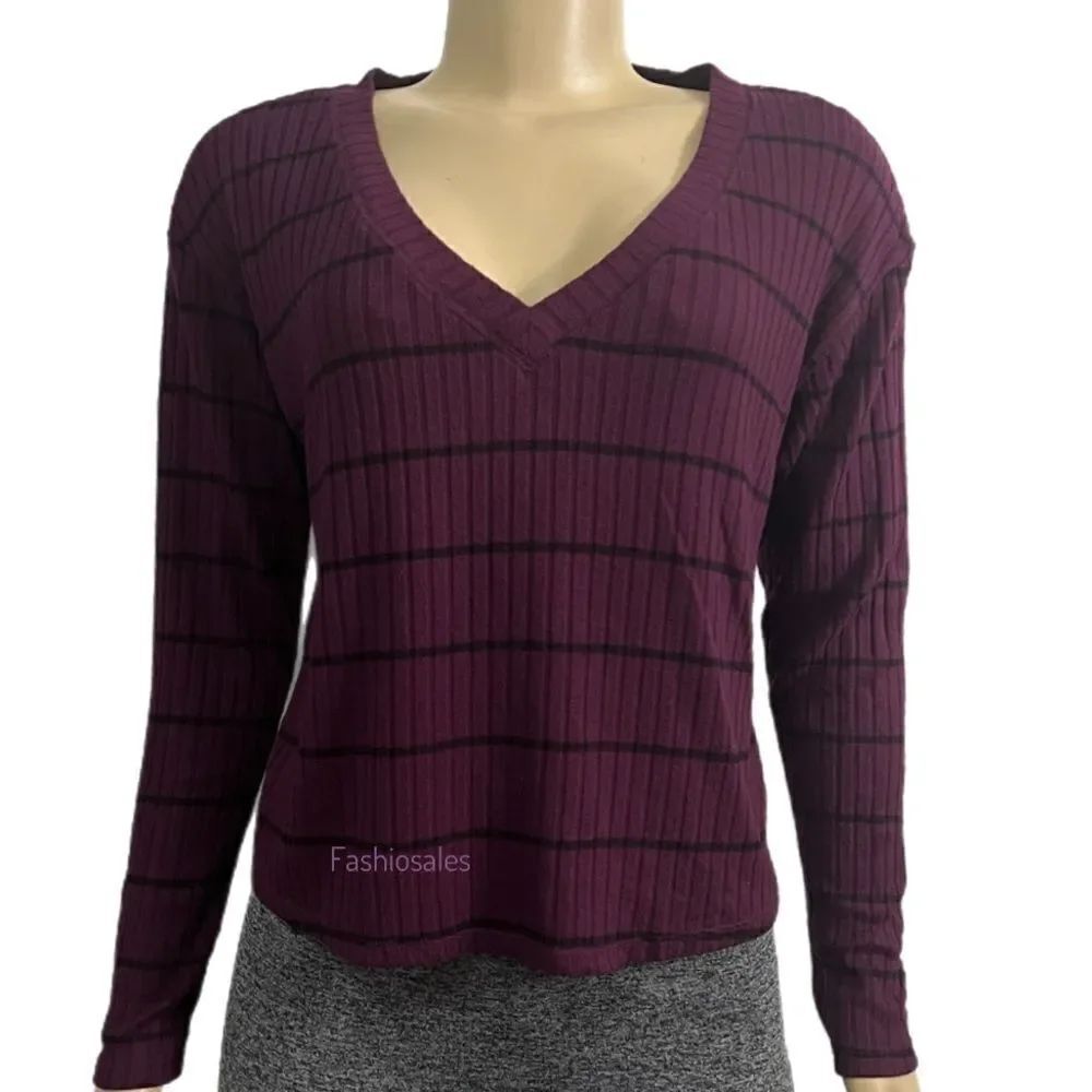 Victorias Secret Pink Supersoft Cozy Ribbed Thermal V-neck Pullover top Xsmall